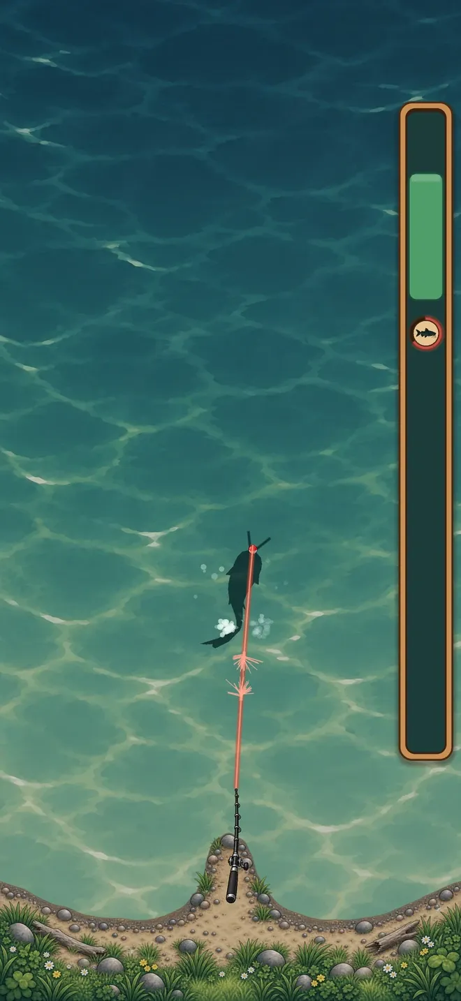 A heavy fish straining the line, which glows red